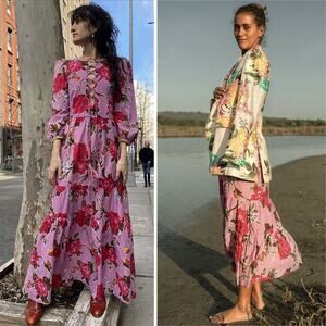 Alix of Bohemia Ramble On Rose Pink Floral Maxi Dress, Sz M